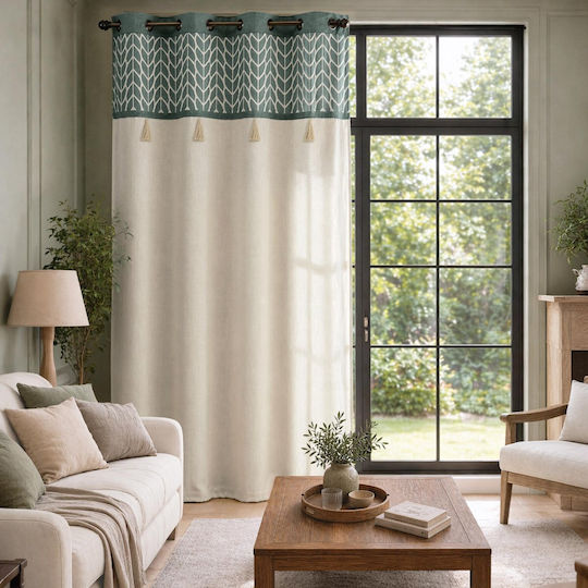 Κουρτίνα με Τρουκς L-c Titika Green 140x240εκ.