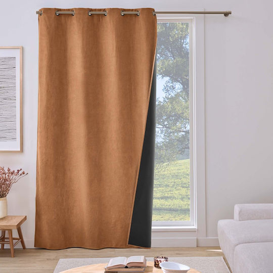 Κουρτίνα με Τρουκς L-c Isolia Camel 140x260εκ.