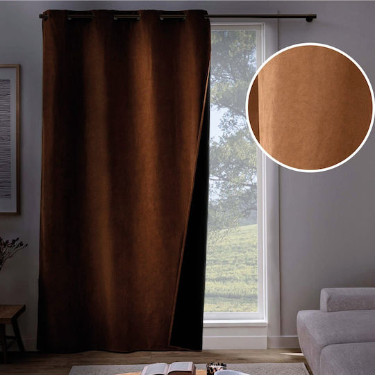 Κουρτίνα με Τρουκς L-c Isolia Camel 140x260εκ.