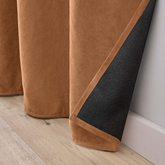 Κουρτίνα με Τρουκς L-c Isolia Camel 140x260εκ.