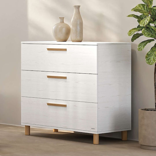 Lumi Baby-Wickelkommode mit 3 Schubladen Weiß 94x50x88 cm