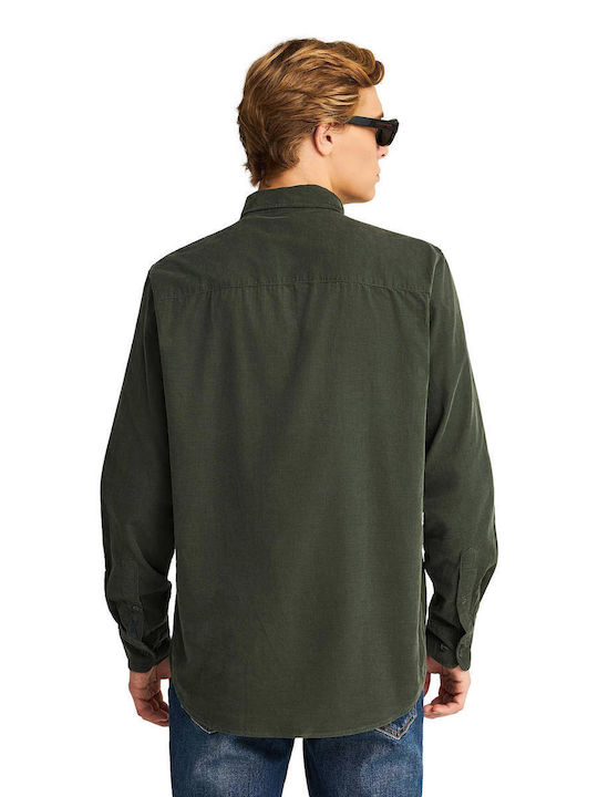 Long Sleeve Corduroy Shirt in a Regular Fit Hunter Green