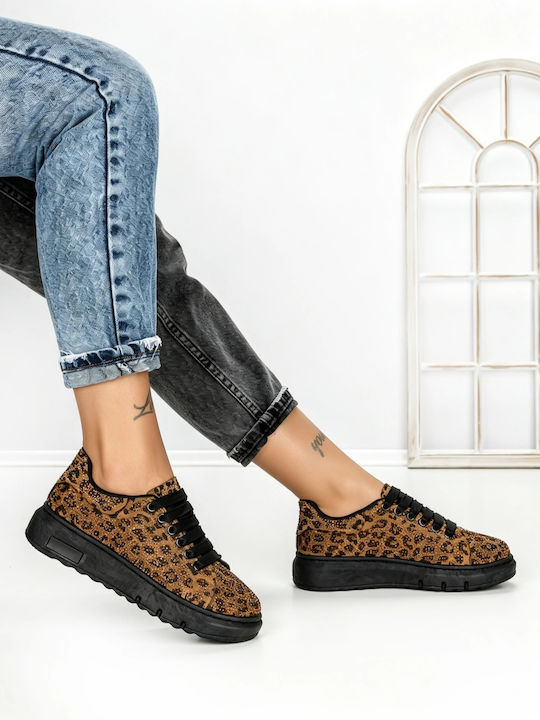 Damen Flatform-Sneakers Braun