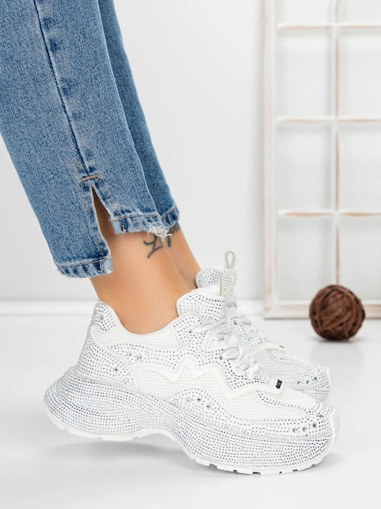 Damen-Flatform-Sneakers Weiß