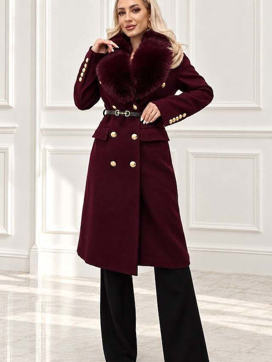 Μάλλινο Παλτό Burgundy