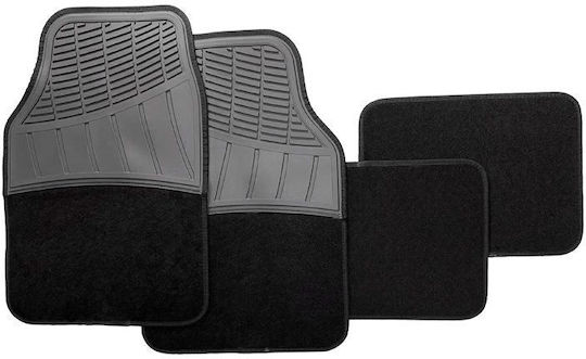 Cartech Carpet Floor Mats Moquet Tech Black-Black Full Set 4 pcs 10405