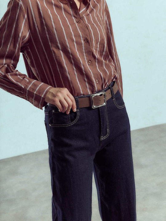 Celestino Γυναικείο Τζιν Barrel Μονόχρωμο Loose Fit Midnight Blue