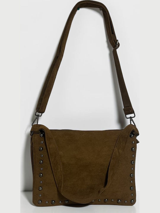 Women's Suede Shoulder Bag Tabac Brown