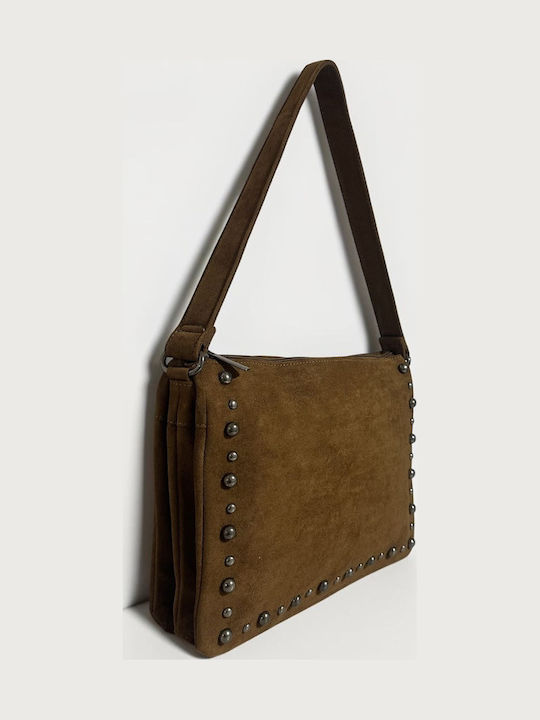 Women's Suede Shoulder Bag Tabac Brown