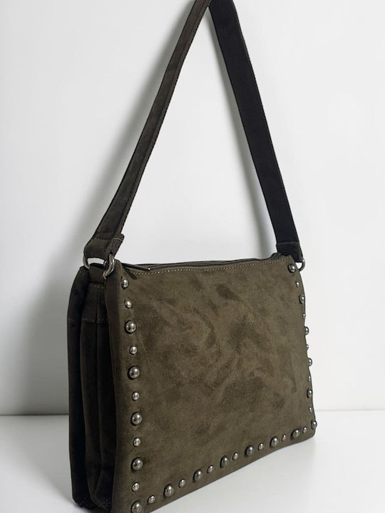 Women's Suede Shoulder Bag Dark Olive