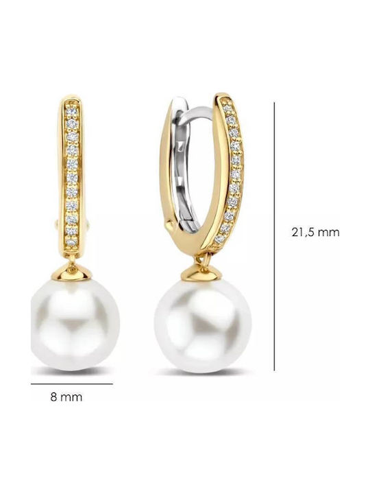 Ti Sento Women's Pearl Zircon Earrings 925 Silver 78092yp