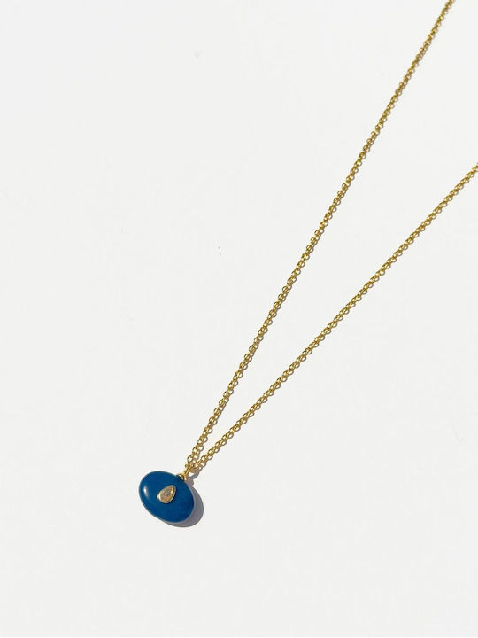 Kaleido Gold-Plated Steel Necklace with Blue Zircon