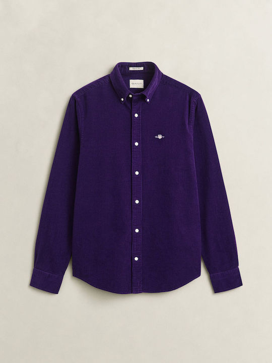 Cămașă din Catifea Raiată cu Mânecă Lungă, Croială Regular Fit, Pansy Purple