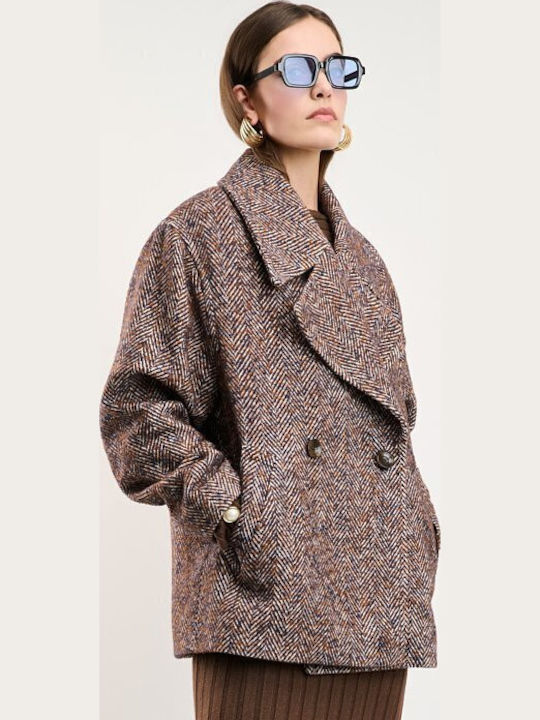 Damenmantel Braun Oversized mit Knöpfen