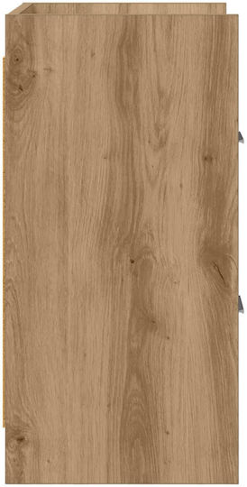 Wooden Bedside Table with Metal Legs Brown 40x30x60cm