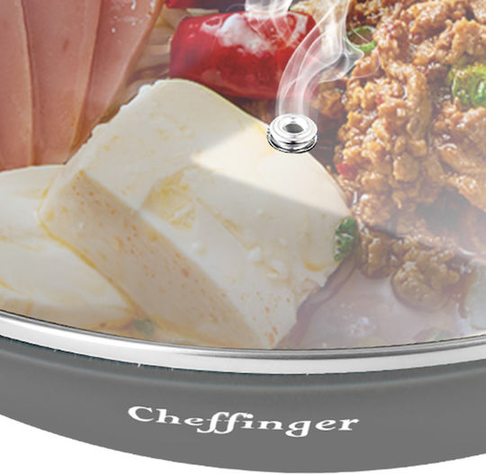 Cheffinger 28 Cm Wok Marble Coating Glass Lid Soft-grip Handle Black