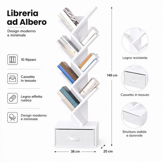 Βιβλιοθήκη Λευκό 149x38x20εκ.