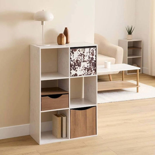 Ecru Bookcase With Travertine Effect 67.5x32x100.5cm