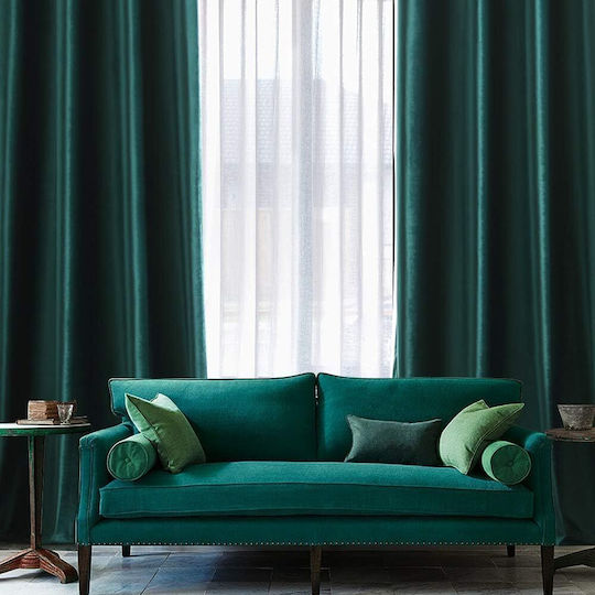 Miulee Σετ Κουρτίνες με Τρουκς Green 140x225εκ.