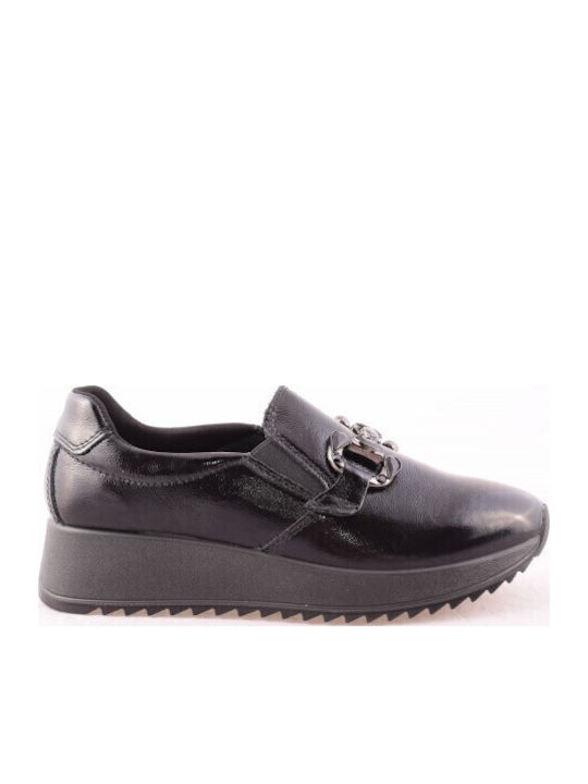 Ανατομικά Γυναικεία Slip-On Δερμάτινα Μαύρα