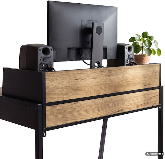 Birou Secretar Din Lemn Black Cu Picioare Metalice 78x48x95cm