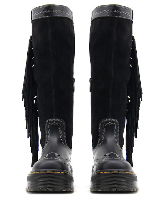 Dr. Martens Велурени дамски ботуши в черно