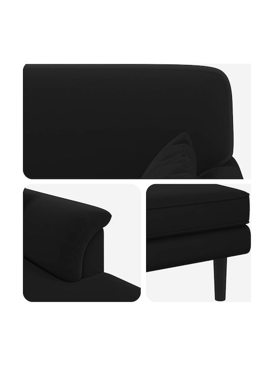 Modern Velvet Black Recliner 101x174x90 cm