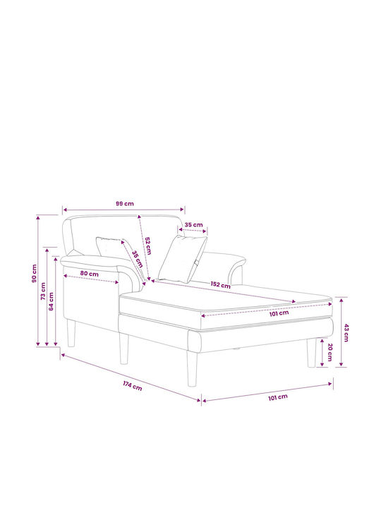 Modern Velvet Black Recliner 101x174x90 cm
