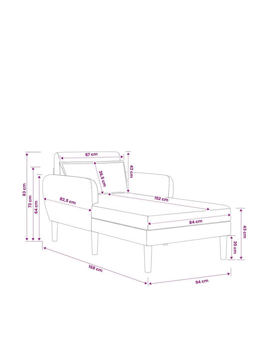 Modern Recliner Velvet Black W94xD168xH83cm