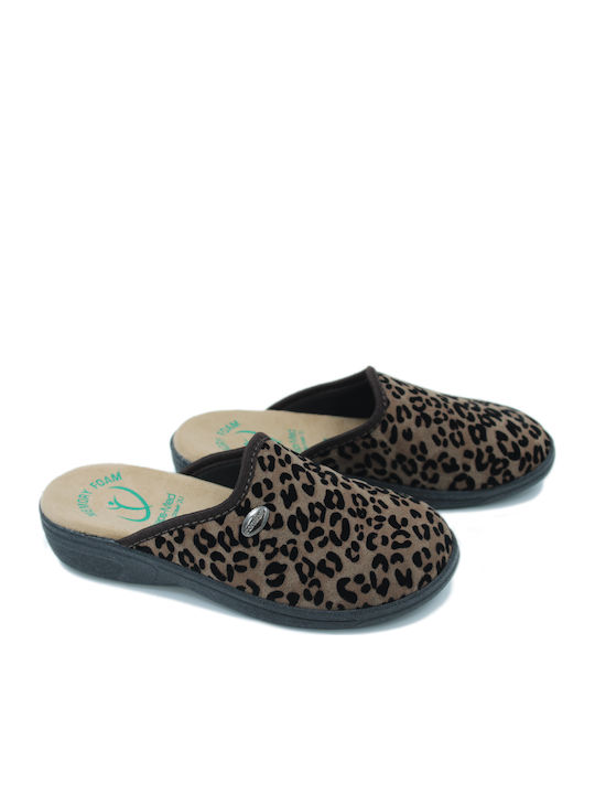 Anatomische Winter-Damenhausschuhe Braun