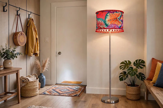 Oxygen Floor Lamp with E27 Bulb Holder Red
