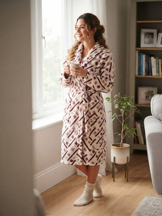 Passion Damen-Winter-Bademantel in Ecru