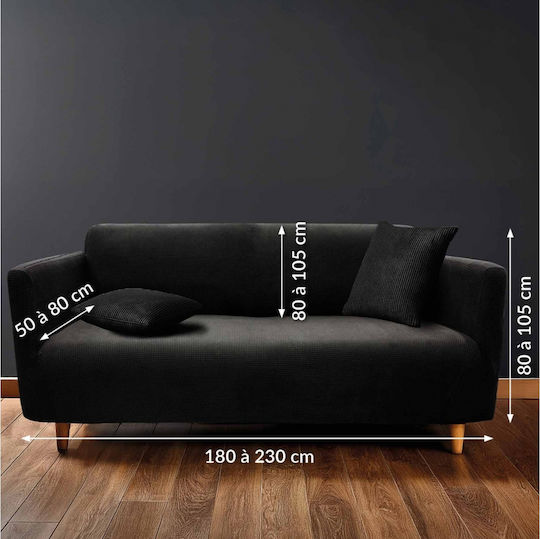 Sacha Noir Husă Elastică Canapea cu trei locuri Noir 245x86cm 1buc 1612928