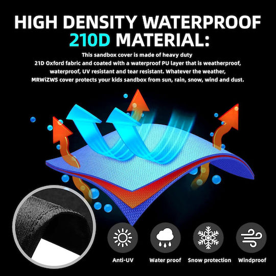 Waterproof Protective Dining Table Cover Sandbox Cover 230x200cm In Black Color