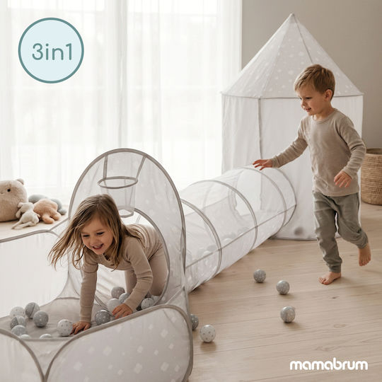 Mamabrum Яма за топки с тунел Сива за 3+ години