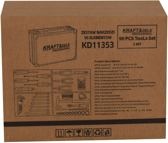 Kraft & Dele Werkzeugkoffer mit 90 Werkzeugen