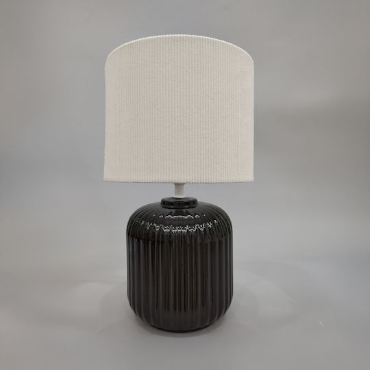 Liberta Ceramic Table Lamp with White Shade and Black Base