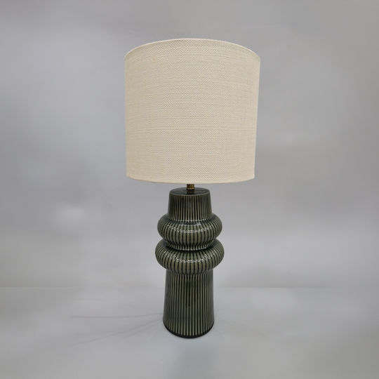 Liberta Ceramic Table Lamp with White Shade and Green Base Liberta Ceramic Table Lamp with White Shade and Green Base