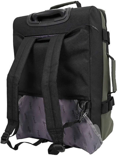 Paulter Green Fabric Backpack Travel Bag with Wheels