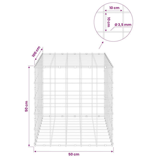 vidaXL Steel Gabion Box for Garden Fence 50x100x50 cm Silver