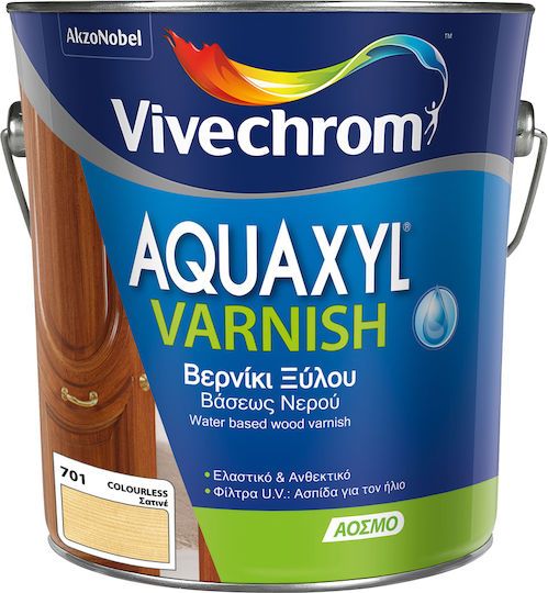 Water-Based Wood Stain Varnish Vivechrom Aquaxyl Varnish Colorless Satin 2.5lt