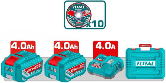 Total TAGLI4260182 Ъглошлайф 230mm На батерия Brushless 2x4Ah