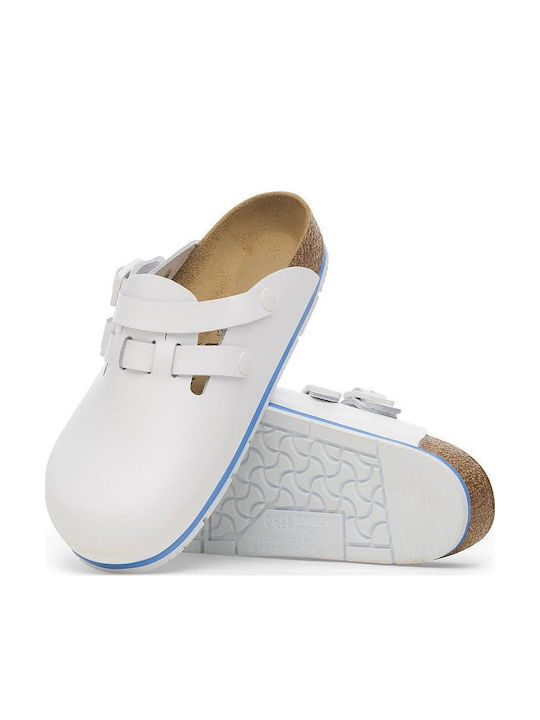 Birkenstock Kay Pro Saboti Anatomici din Piele Albi