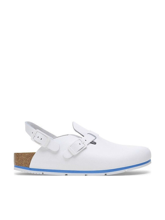 Birkenstock Kay Pro Saboti Anatomici din Piele Albi