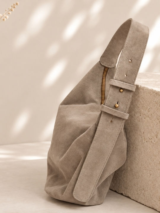 Women's Hobo Bag Suede Beige