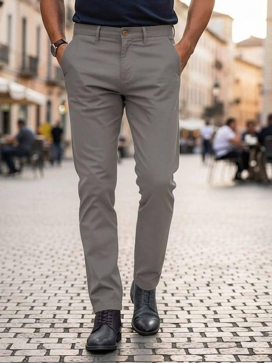 Men's Stretch Trousers with Straight Leg Style Grey