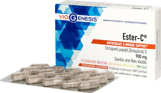 Viogenesis Ester-C Βιταμίνη C 900mg 30 Φυτικές Κάψουλες