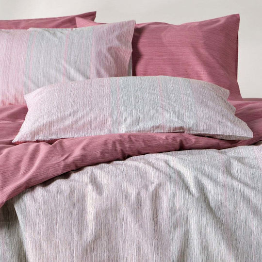 Kentia Tosca Single Bed Sheet Set 160x270cm White-Bordo (3 Pieces)