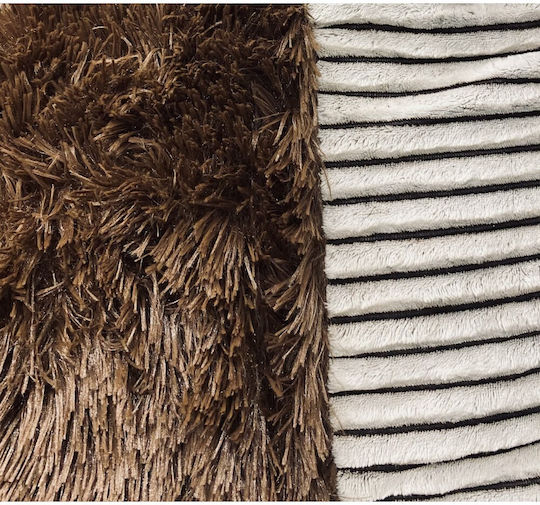 Saray Home Bettbezug Großes Doppelbett 220x240cm Stripe Ivory / Brown 300 GSMGsm
