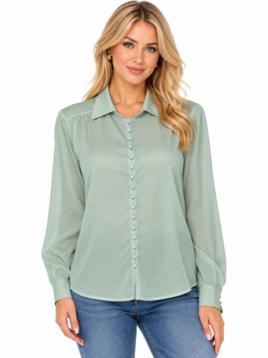 Long Sleeve Women's Shirt Mint WC-AM23-2023-27SH-VER